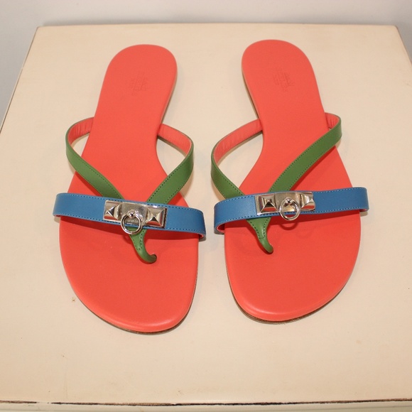 Hermes Shoes - Hermes Leather Corfou Clause Pyramides Sandals